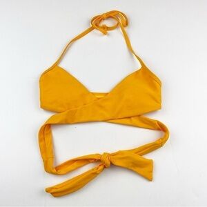 Aerie Wrap Halter Adjustable Straps Bikini Top Dark Yellow Size XXS NWOT